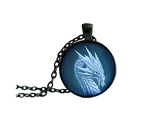 little love Glow in The Dark, Ice Dragon, Water Dragon,White Dragon, Glow Necklace, Glowing Jewelry, Dragon Pendant