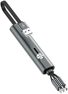 Multi Creative 3 in 1 Stick Management Charger Cable, ONECENT Retractable Lead Fast Charging Cord With Type C/Micro USB Port/iP, Compatible for Cell Phone, Tablets, and More(30CM)