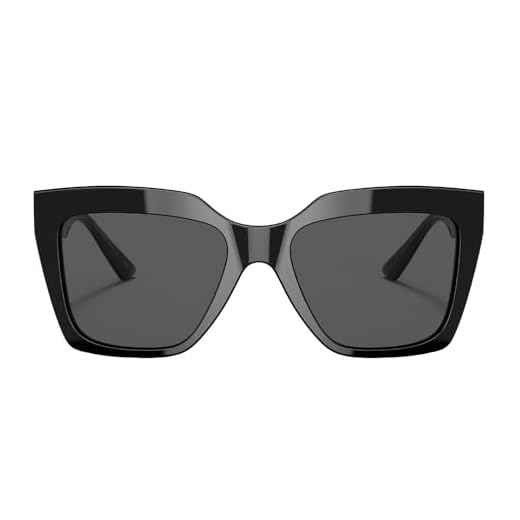 Versace Óculos de sol femininos armação preta, lentes cinza escuro, 56 mm, Preto