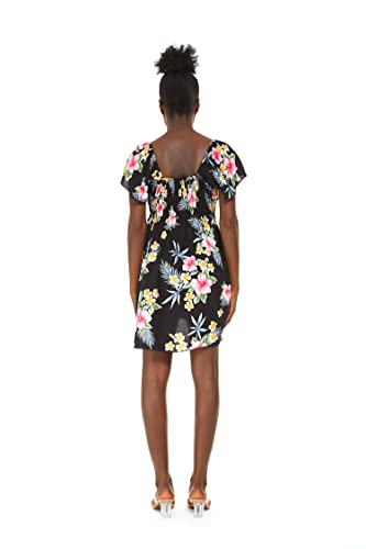 Image of Family Matching Hawaiian Clothes, Hibiscus Black | Black Hibiscus Print • Soft Rayon Fabric • Family Matching Outfits • Vacation Ready • Luau Party Wear