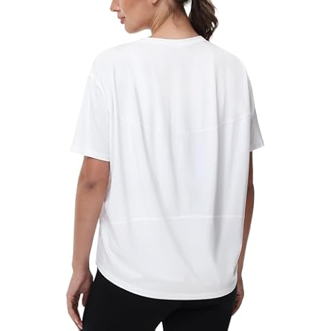 Origiwish Women's Short Sleeve Workout T-Shirt Loose Fit Athletic Gym Shirts Casual Running Yoga Tops White Cover