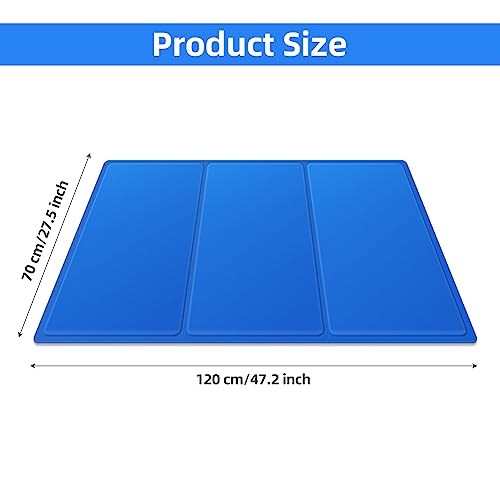 vsshe Haustier Kühlmatte Groß,120 x 70 cm Dog Cooling Mat Kühlmatte für Hund und Katzen XXL Selbstkuhlend Kühldecke Hundebett Ungiftiges Gel Kühldecke Hält Haustiere im Heißen Sommer Kühl Blau