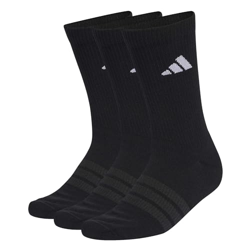 adidas Unisex CUSHIONED SPORTSWEAR CREW SOCKS 3 PAIR PACK, black/black/white, 40-42