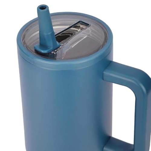 Image of 1200ML Stainless Steel Tumbler with Handle & Flip Straw | Leak Resistant, Insulated Water Bottle with Rubber Base | Travel, Gym & Car Cup Holder Friendly (Dark Blue)