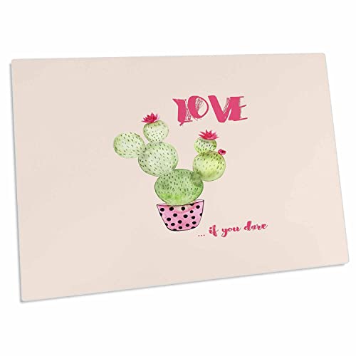 Desk Pad con diseño floral y cactus rosa 23x16 pulg