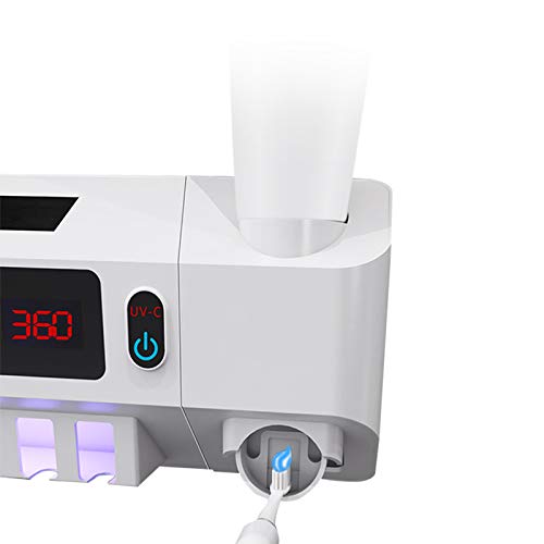 Toothpaste Dispenser Holder 3-in-1 Toothbrush Holder Toothbrush Disinfectant Cleaning Agent Storage Sanitizer with Magnetic Sensor