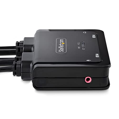 Image of StarTech 2-Port USB-C & DisplayPort Cable KVM, 4K 60Hz, USB Powered, Hybrid