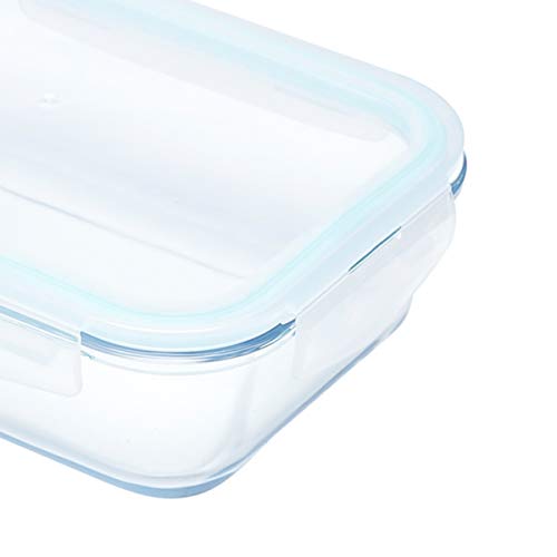 Pote Hermético Retângular de Vidro, Transparente/Verde Claro, 1L, Lyor