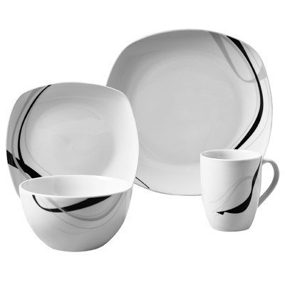 Amazon.com | 16-Pc Carnival Soft Square Dinnerware Set by