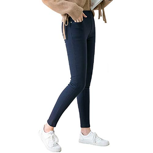 COVPAW Pantalones vaqueros para mujer Jeggings Demin Leggings ajustados Leggings Leggings Leggings Leggings Leggings Treggings Azul Negro 48 46 44 42 40 38 36, Color azul sin forro polar., 46