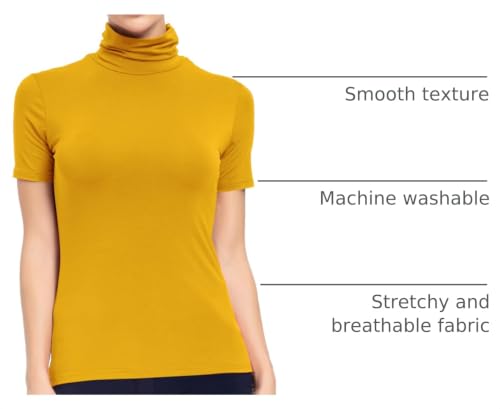 Image of AUHEGN Women's Mock Turtleneck Top Short Sleeve Lightweight Active T-Shirt (S-XXL)