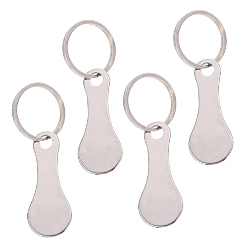 ROMISBABA 4pezzi Portachiavi in Acciaio Resistenti Gettone Per Carrello Portachiavi Portatili Gettone Per Spesa Comodo Da Usare Riporre
