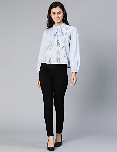 Image of oxolloxo Alpha White Laced up & tie-Knotted Women Cotton top