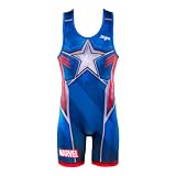 Xtreme Pro Captain America Suit Wrestling Singlet, Adult Medium (126-150lbs)