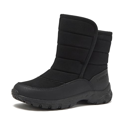 Lands' End Expedition Warmest Waterproof No Tie Kids Snow Boots for Boys and Girls - Insulated Winter Fleece Lined Snow Boots Size 11 to 7 Little and Big Kid Shoes - Black, 12 Little Kid