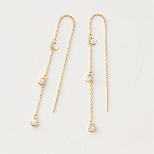 HAXIYA Elegant Gold Threader Earrings for Women - Dainty Long Dangle Ear Chains with Cubic Zirconia for Weddings, Proms, and Special Occasions - Image 6