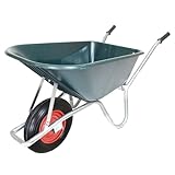 Schubkarre 100L Gartenschubkarre Bauschubkarre mit PP Kunststoffmulde, Pannensicheres PU-Rad, Verzinktes Stahlgestell, Leicht & Stabil, Abkippbügel, ideal für Garten BAU & Transport
