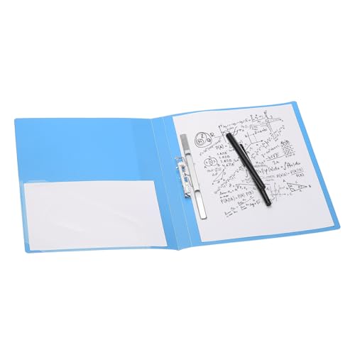 Classeur A4 sans anneaux plastique bleu porte-bloc pliable avec clips PATIKIL