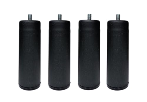 MOBILIARIOCLICHI Patas para somier o Base tapizada, cilindricas en Metal, Disponibles en Pack de 4 y 6 Unidades (Negro, 4 Uni. 15 cm)