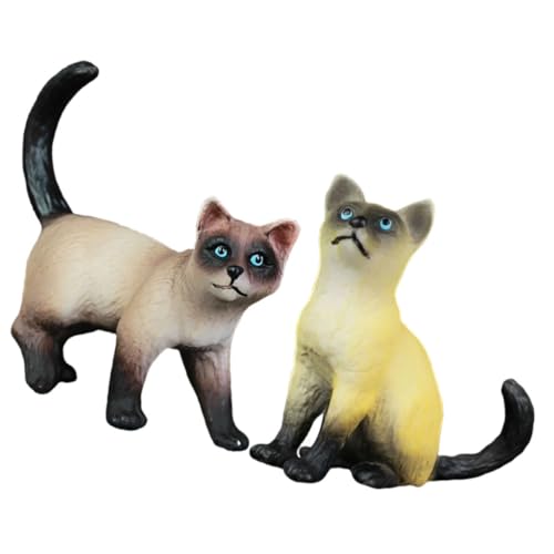 FUNOMOCYA 2個 リアルな人工猫チュア 家 カフェ 店舗飾りに 卓上デスクトップ用ペット猫模型 インテリア装飾と写真小道具