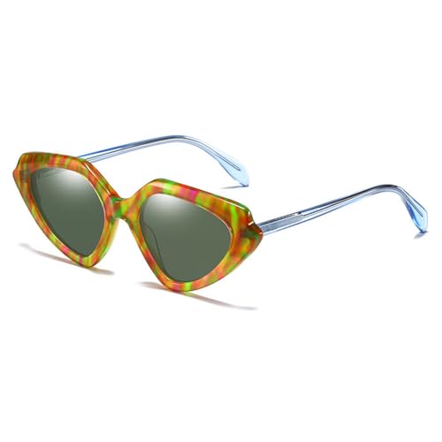 Lunettes de soleil œil de chat polygone femme mode rétro