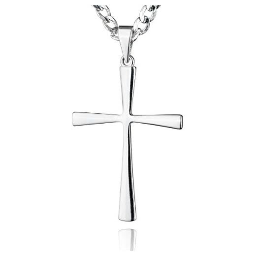 STERLL herr halskedja, av massivt 925 silver med silverkorshänge, idealisk som present till män eller vän, med smyckeskrin e 925 sterlingsilver, colore: 55 Cm, cod. S160065