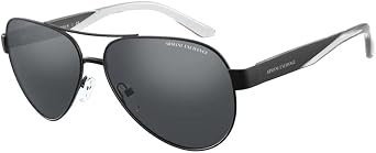نظارات شمسية Armani Exchange AX2034S Aviator للرجال +حزمة مع مجموعة نظارات ملحقة