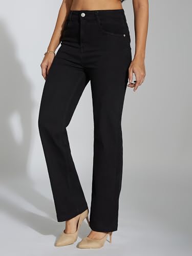 Image of Miss Chase Women's Wide-Leg High-Rise Regular-Length Stretchable Shaping Denim Jeans