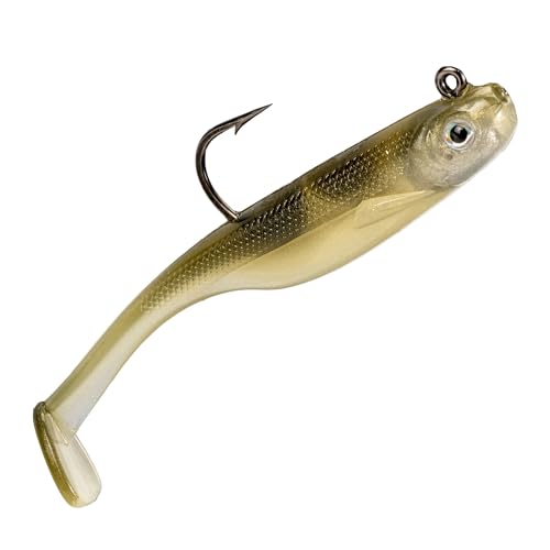 Strike King (SKHM3-504) Homing Minnow Fishing Lure Pre-Rigged Soft Plastic Swimbait Optimized for Live Sonar Realistic Minnow Profile 3-Inches 1/4-Ounce 3/0 Hook 3-Pack AYU