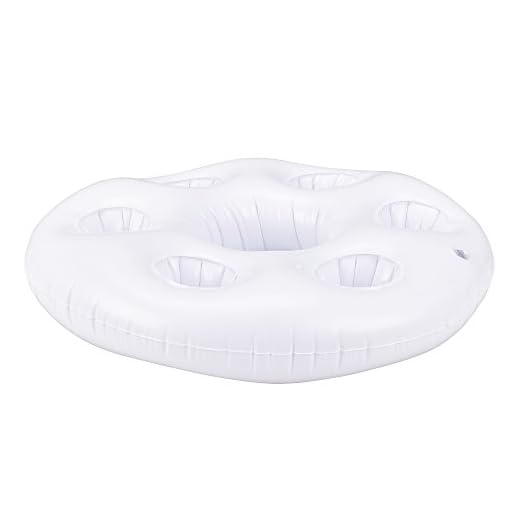 Colchoneta Bandeja Hinchable De Piscina - Bar Flotante - Con Soporte Para 6 Vasos Y 1 Botella/Cubo - Blanco