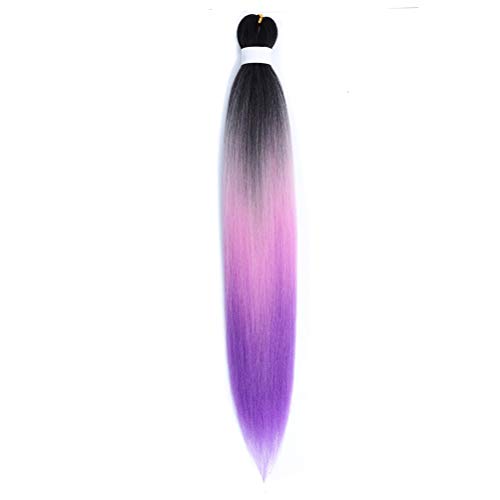 Aigemei Pre-stretched Braiding Hair Yaki Texture Hot Water Setting Synthetic Fiber Crochet Braiding Hair Extension 1 packs 24 Inch(T-Purple)