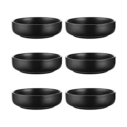 Selamica Keramik 8,4 cm Sojasauce Dish Dipping Bowls Side Dishes Small Appetizer Pinch Bowls for Condiments, Sushi, Ketchup, BBQ-Set of 6(Matte Black) Cover