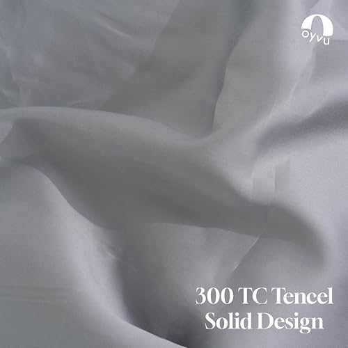 Image of Luxury Fitted Bedsheet | Queen Size | 300TC | | 100% Tencel| Silver Sconce Color | Premium Solid Design | 1 Fitted Bedsheet & 2 Pillow Covers for Bedroom | Size - Queen, 60 inch X 78 inch x 12 inch inch