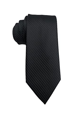 Wehug Cravatte da uomo in tessuto di seta classica scozzese cravatta jacquard per uomo, Nero , 3.1 inch