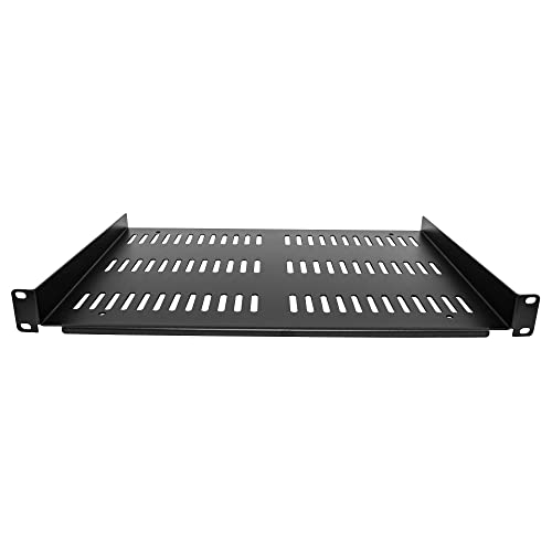Image of StarTech.com 1U Server Rack Shelf - Universal Vented Rack Mount Cantilever Tray for 19 inch Network Equipment Rack & Cabinet - Durable Design - Weight Capacity 55lb /25kg - 12 inch Deep (SHELF-1U-12-FIXED-V)