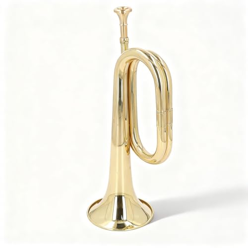 Corneta de órdenes bugle clapper en do - trompetilla de latón con tubo reforzado y acabado lacado dorado, 34 cm, azul - sonido claro y potente, ideal para principiantes y corne