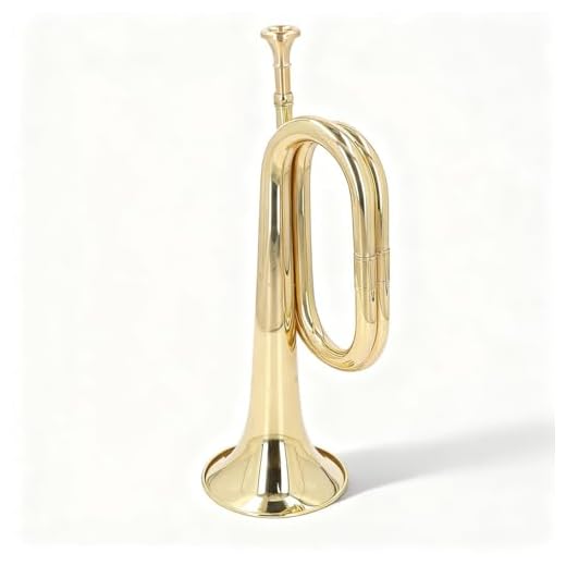 Corneta de órdenes bugle clapper en do - trompetilla de latón con tubo reforzado y acabado lacado dorado, 34 cm, azul - sonido claro y potente, ideal para principiantes y corne