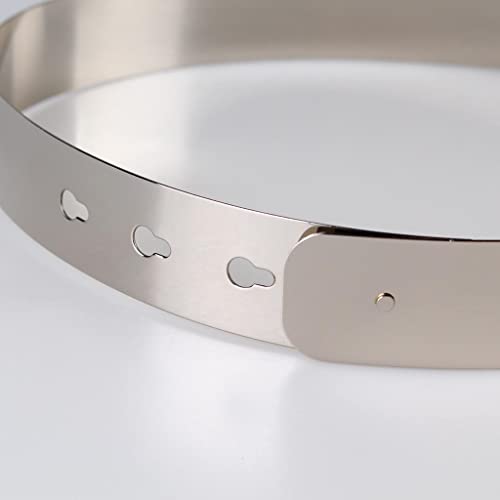 jojomis Women's Adjustable Waist Belt with Mirror Finish Metal Plate Retro Chic Dress Accessory- 76 x 3 cm Silver4
