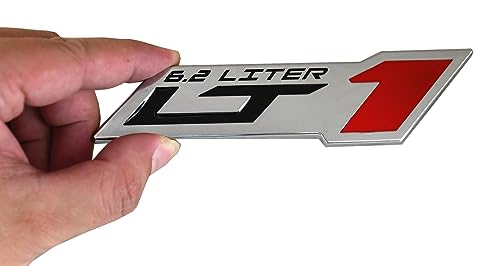 Image of 2pcs LT 1 6.2 Liter ZR1 Emblem Engine Hood Badge Decal Replacement for C4 C7 (Chrome)