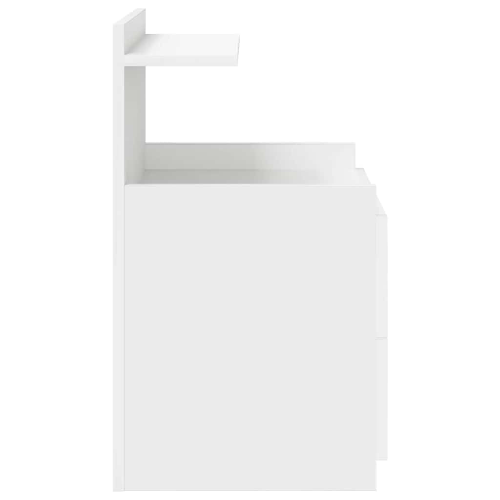 Comodino con 2 cassetti bianco in truciolato 40x36,5x62 cm, mobiletto salvaspazio con ripiano, consolle contenitore per camera da letto, soggiorno, ufficio, corridoio