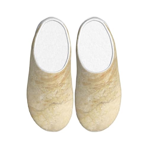 Decorator Beige Granite Stone Look Full Print Flannel Slippers,Soft Warm Upper, Anti-Slip TPR Sole, for Casual Use