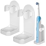 Electric Toothbrush Holder, Wall Mounted, 2-Pack, Universal Fit, White