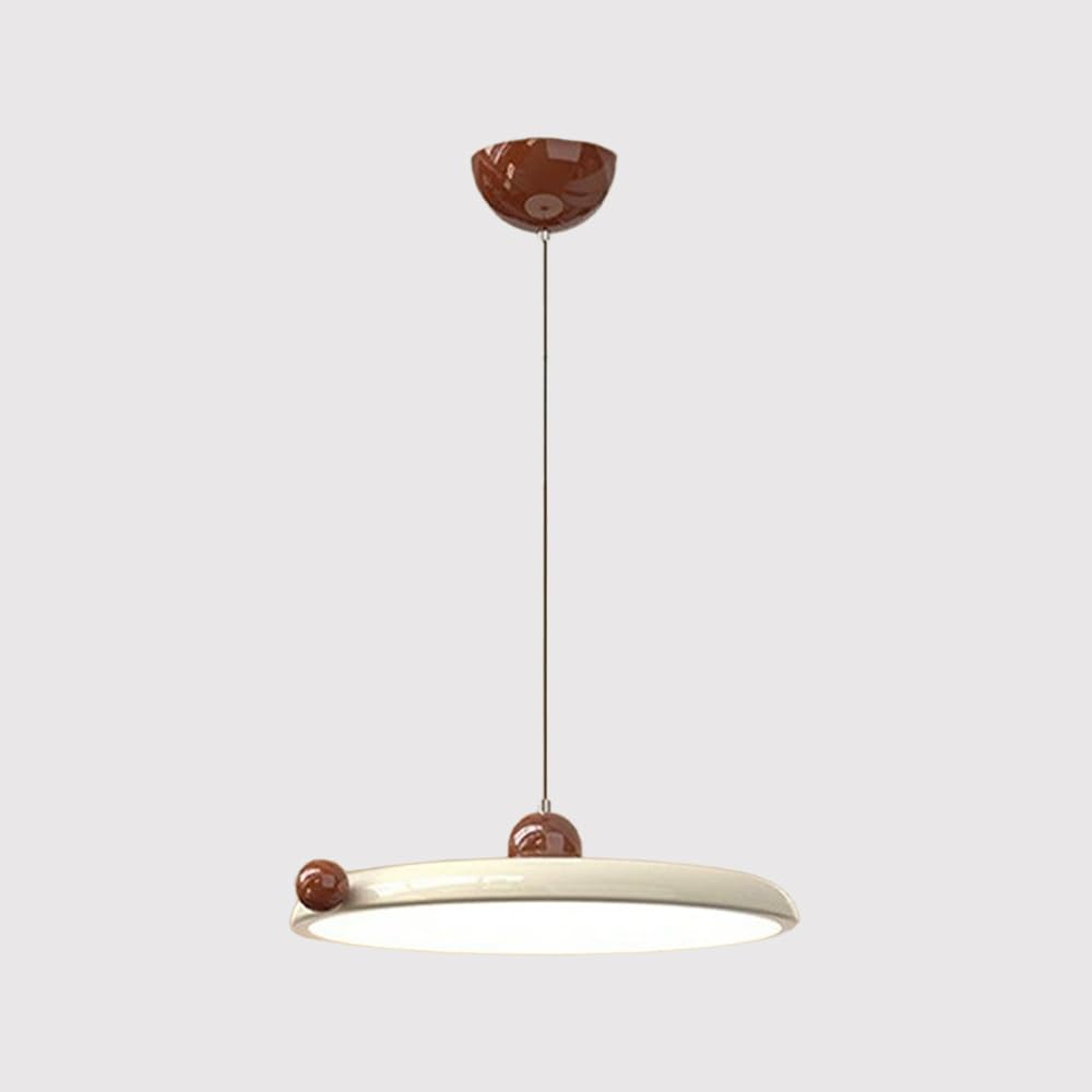 Éclairage d’Îlot de Cuisine Simple avec Lustre LED Moderne et Suspension Disque Blanc