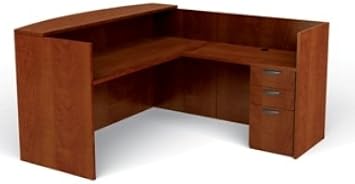 Offices To Go L Shaped Reception Desk W/Drawers W/Transaction Top 71" W X 30" D X 42" H Reception Return 42" W X 24" D X 42" H - American Dark Cherry