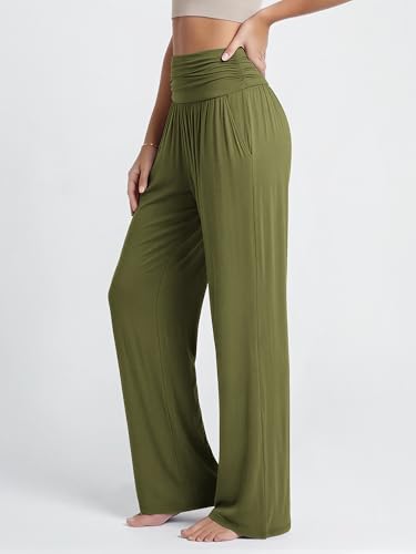 Image of ODODOS Women's Wide Leg Palazzo Lounge Pants with Pockets Light Weight Loose Comfy Casual Pajama Pants-26 /28 /30 inch /32 inch Inseam