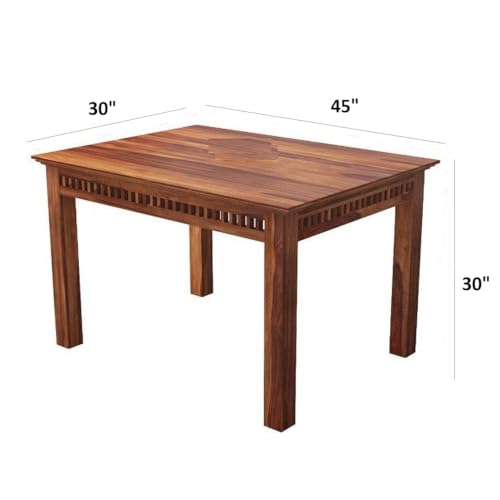 Image of AS Arts Sheesham Wood Rectangular 4 Seater Dining Table Set of 4 with Cushioned Chairs for Home & Dining Room | Solid Wood | Natural Honey Finish