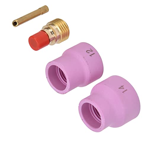 Collets Body Glass Cup, TIG Welding Torch Stubby Gas Lens Ceramic Copper Material Glass Cup Kit for WP 9 20 25 Welding Gun