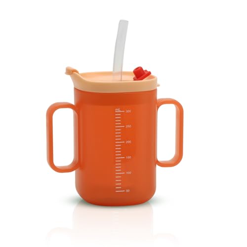 Tutamaz Taza con Pico para Personas Mayores, 300 ml con 2 Asas con Boquilla para Beber a Prueba de Fugas para Personas Mayores Adultos con Pico para Alimentación y Ayuda a Beber de Viaje en Casa