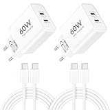 60W 2-Port USB C Ladegerät mit Ladekabel für iPhone 17 Pro Max 17 Air, iPhone 16 15 Pro Max Plus 16e, iPad 10/11/A16, 40W USBC Netzteil Stecker Adapter Schnellladegerät + 2M Schnellladekabel 2-Pack