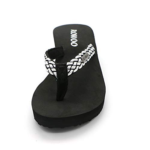 Image of Women Platform Wedge No-Slip Thong Flip Flops High Heels Beach Dressy Sandals